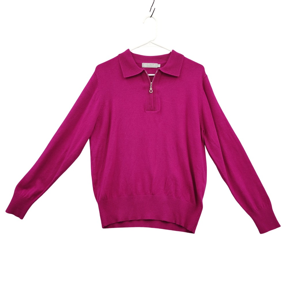 Castle of Ireland Womens Preppy Classic Wool Pullover Sweater 14/40 Magenta Pink